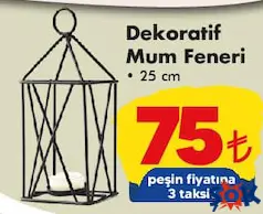 DEKORATİF MUM FENERİ 25 CM fiyat ve kampanya bilgisi